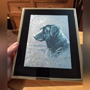 Vintage Ruane Manning Holographic Foil Embossed Black Labrador Retriever 8" X 10